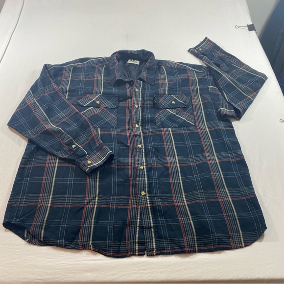 Timber Trail Men’s Shirt Classic Navy Plaid Button-Down Shirt long sleeve - Picture 5 of 10